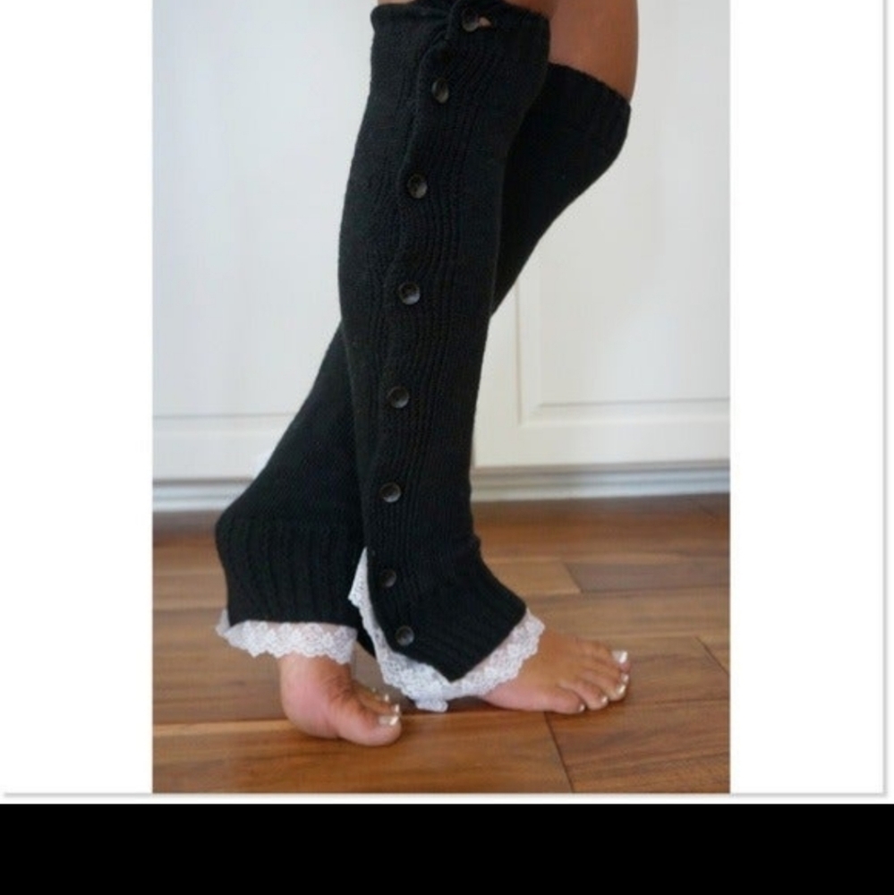 Black cream Trim Leg/arm warmers